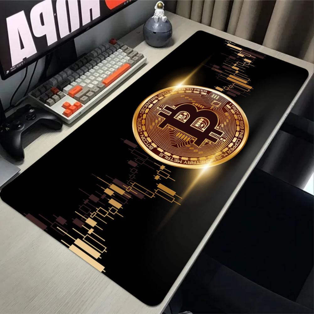 Desk Setup Black - Alfombrilla de ratón bitcoin para Gaming,