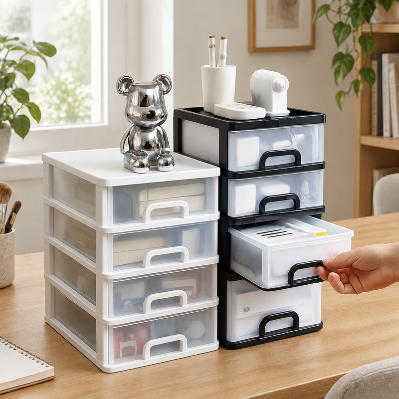 Desk Setup Essentials - Gabinete de Almacenamiento de Plástico con