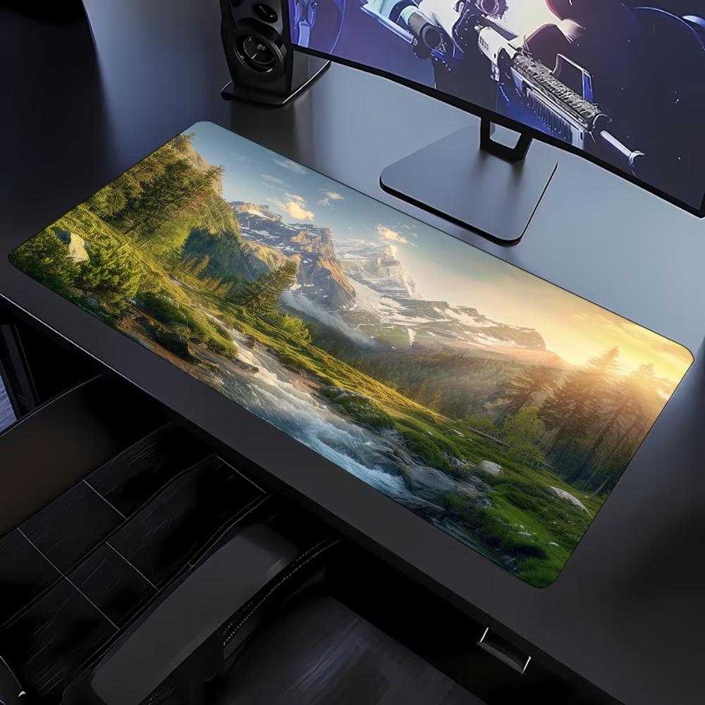 Desk Setup Natural - Alfombrilla de ratón grande con diseño