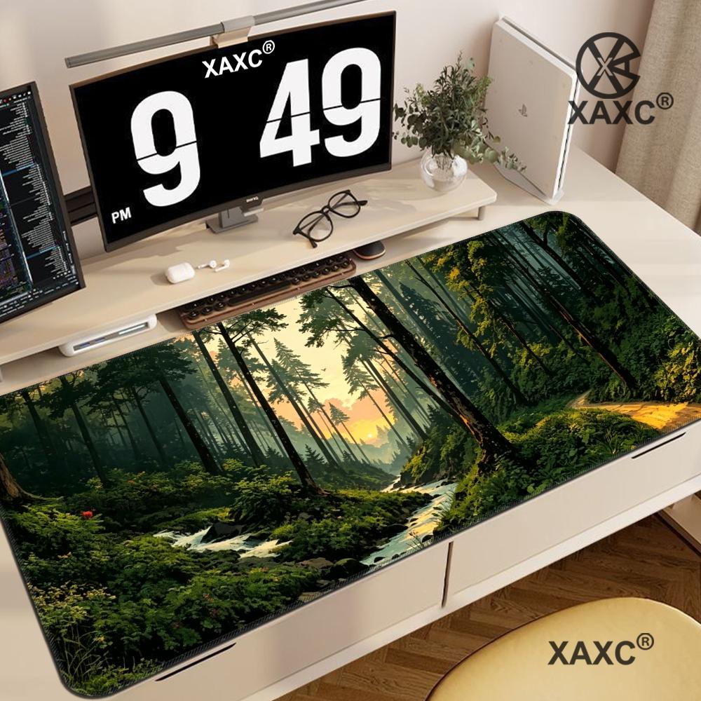 Desk Setup Natural - Alfombrilla de ratón Forest Escape XXL,