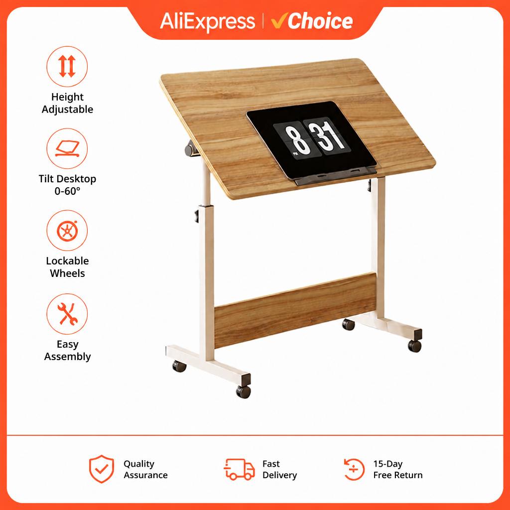 Desk Setup Oak - Escritorio de pie con altura ajustable